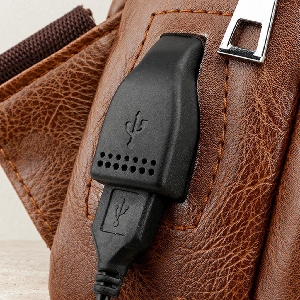 Port USB du sac bandoulière avec câble branché