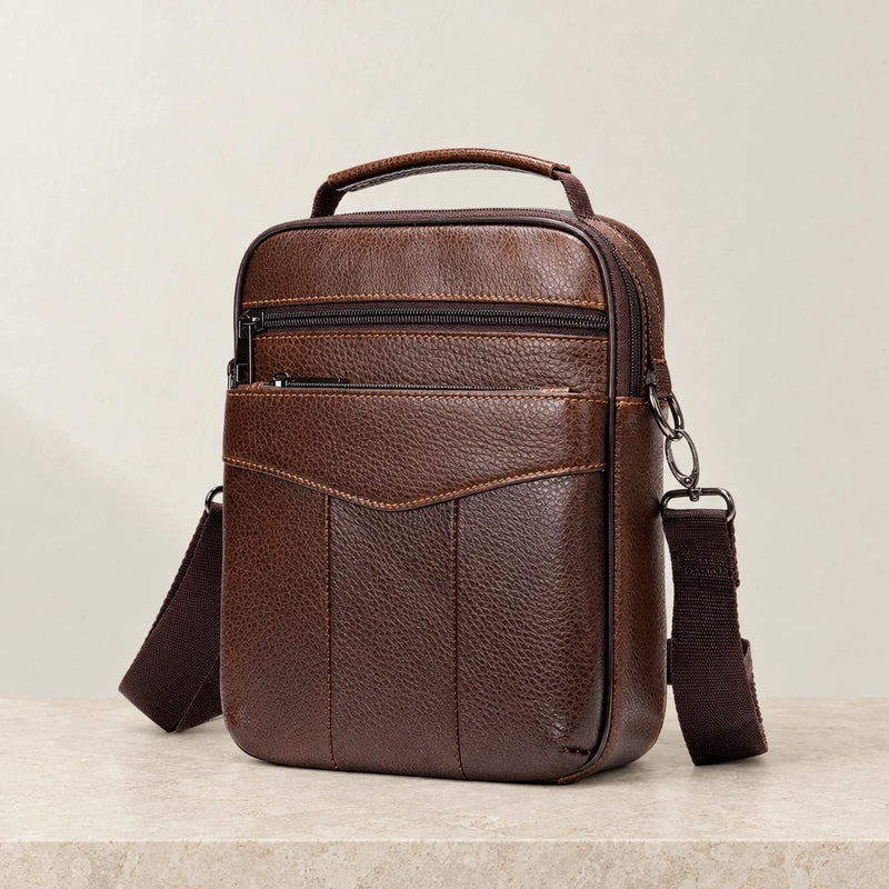 Sacoche bandoulière homme pour le travail en cuir marron clair
