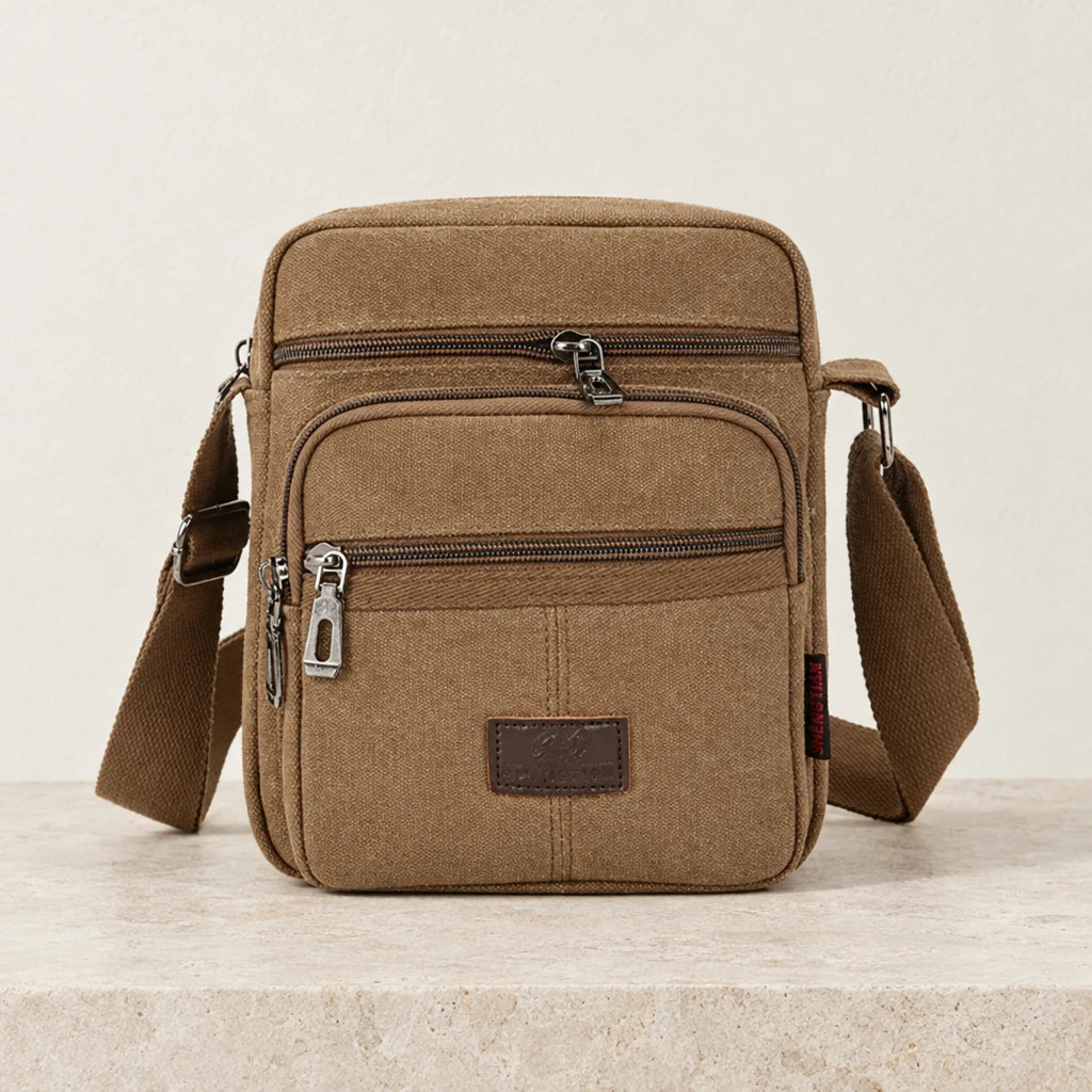 Sacoche pour homme en tissu marron