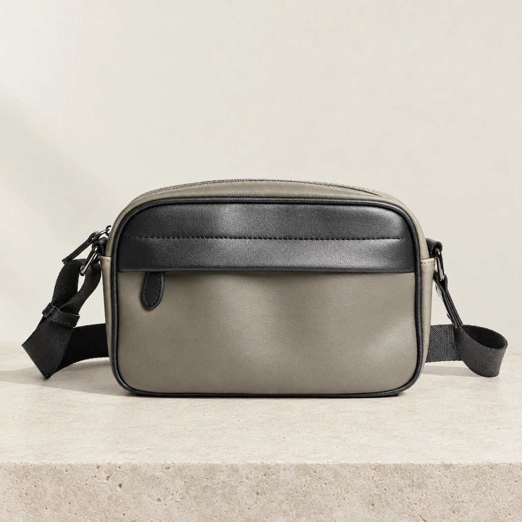 Sacoche rectangulaire homme bicolore grise et noire