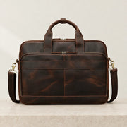 Cartable homme en cuir marron foncé