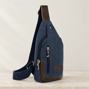 Petite sacoche homme en toile bleue