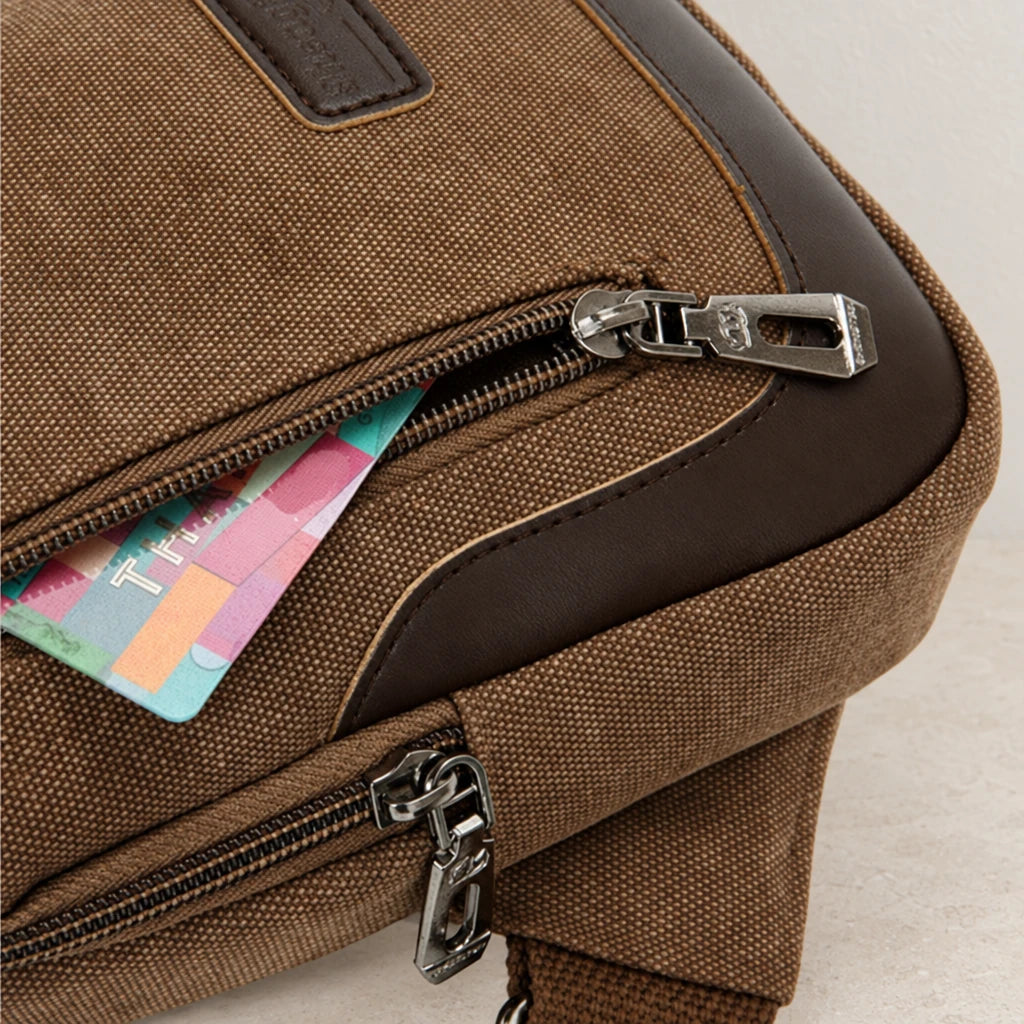 Poche zippée de la petite sacoche en toile avec carte