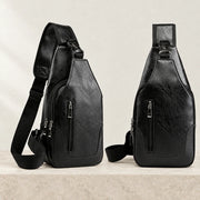 Sac bandoulière homme noir vu de face et de dos