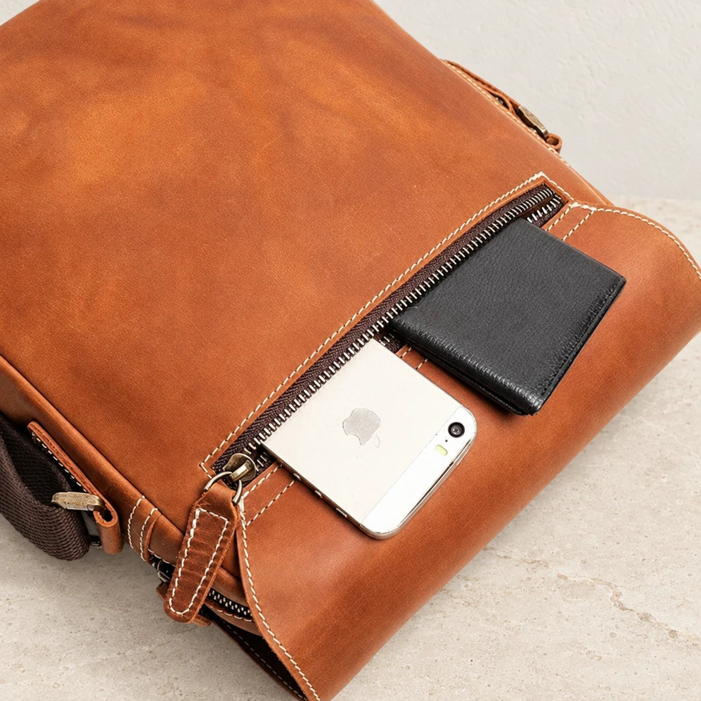 Poche zippée de la sacoche à rabat avec téléphone et portefeuille