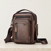 Sacoche cuir homme marron foncé multi poches