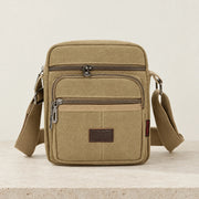 Sacoche pour homme en tissu beige multi poches