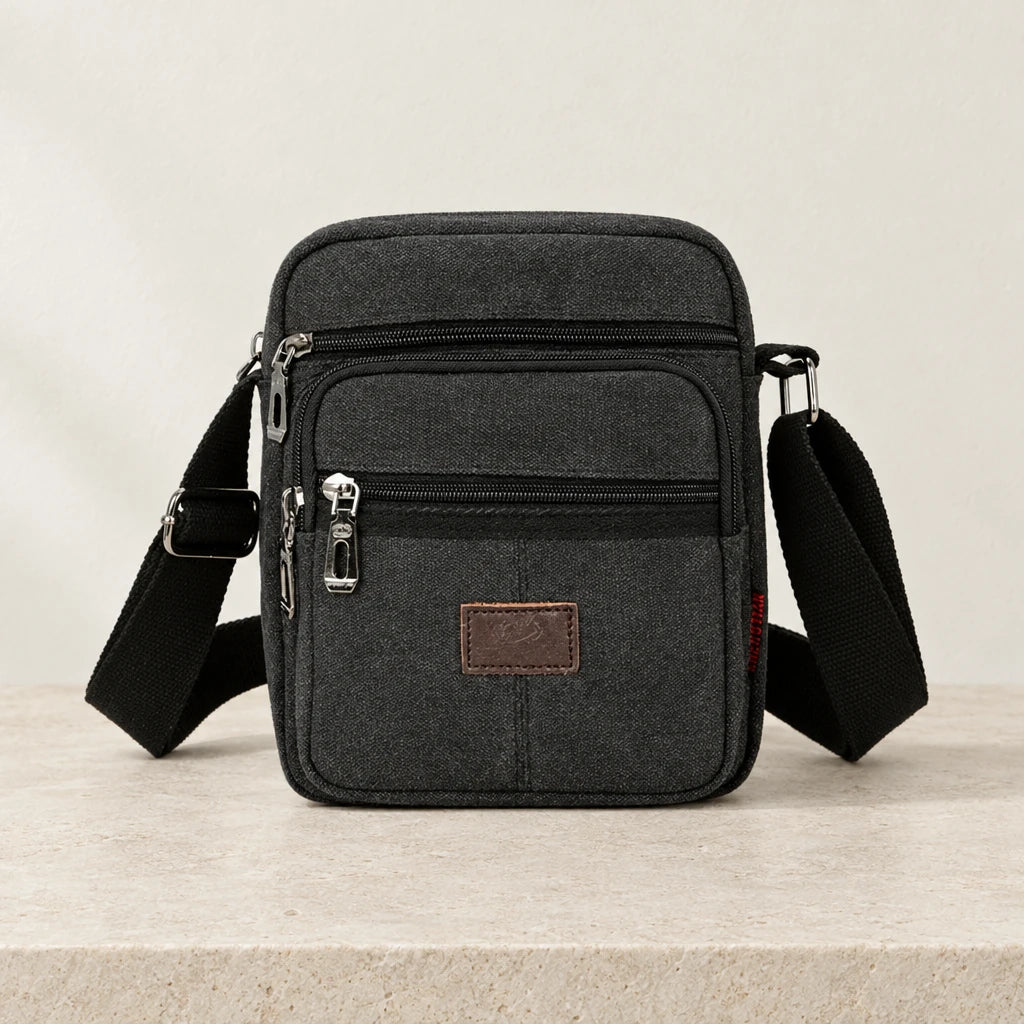 Sacoche pour homme en tissu gris foncé