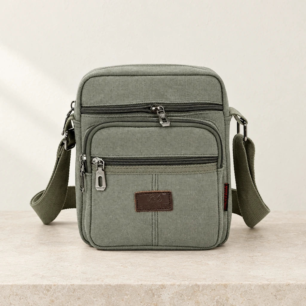 Sacoche pour homme en tissu vert sauge