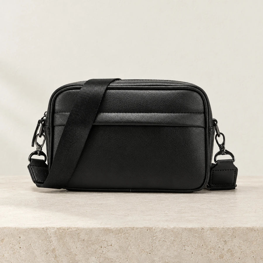 Sacoche rectangulaire homme noire avec sangle large